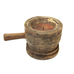 Świecznik drewniany w starym stylu z uchwytem XL